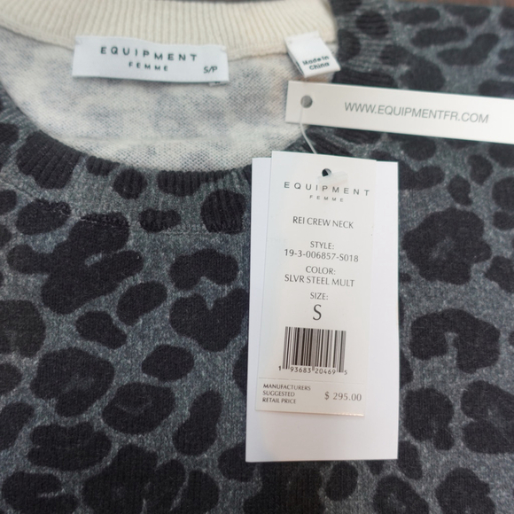 Equipment Rei Leopard Print Cotton & Cashmere Sweater Women's size S NWT - Picture 10 of 11